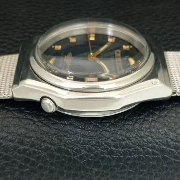 Vintage 1982 Citizen Automatic Mens Silver Watch W/daydate & Gold accents